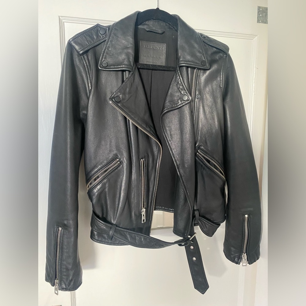 AllSaints Balfern Leather Biker Jacket - Black